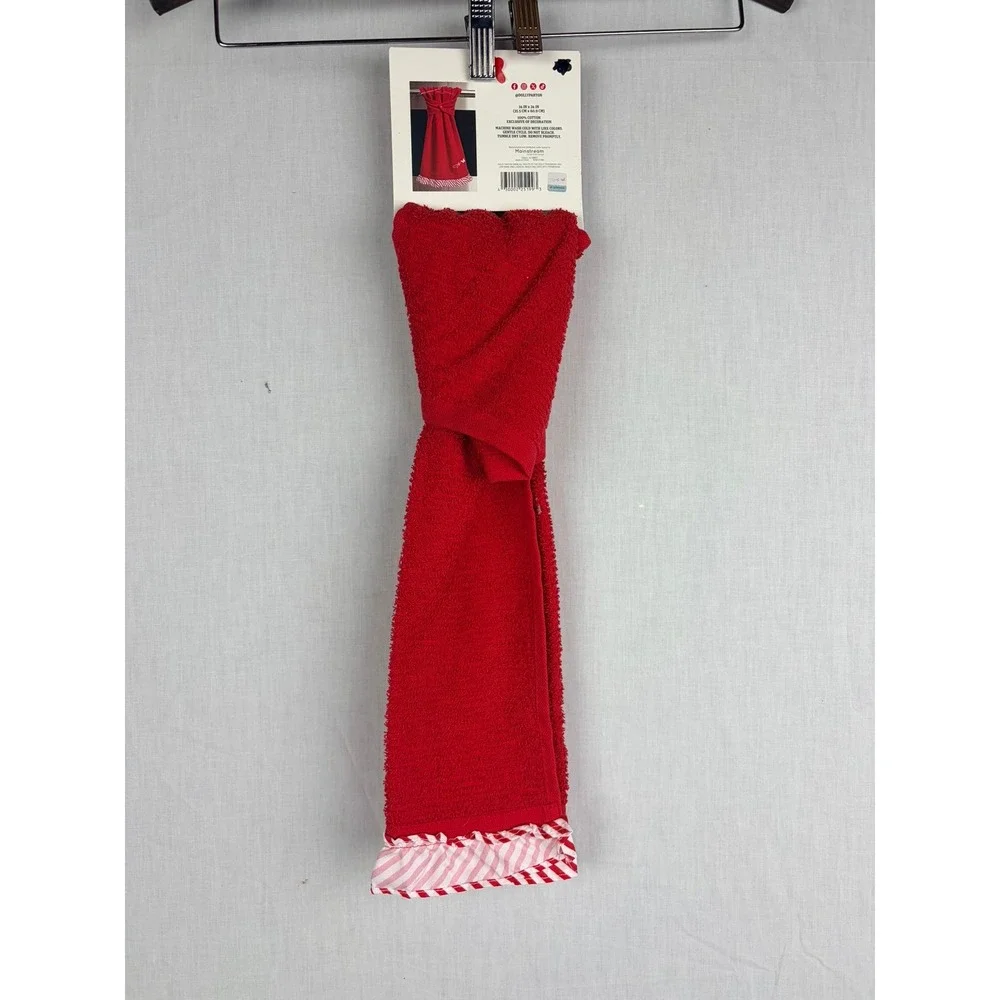Dolly Parton Red Christmas Fridge Towel Snap Closure Striped Ruffle‎ 14x24 NEW